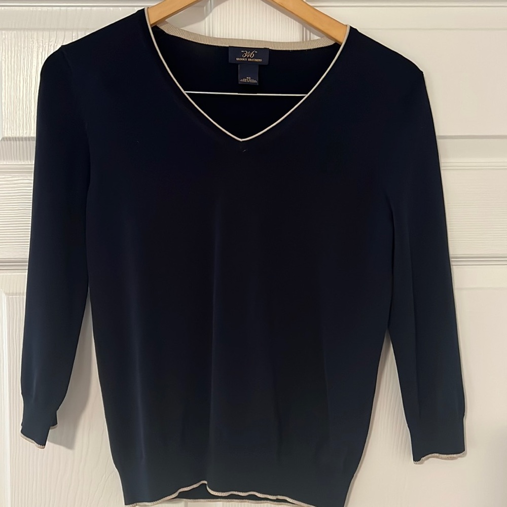 Brooks Brothers Black V-Neck Sweater